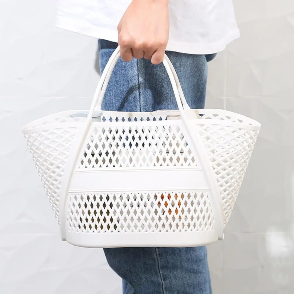 Durable Bath Storage Container with Reinforced Soft Handle, Portable Bath Basket for Bathroom Kitchen Balcony Organizer