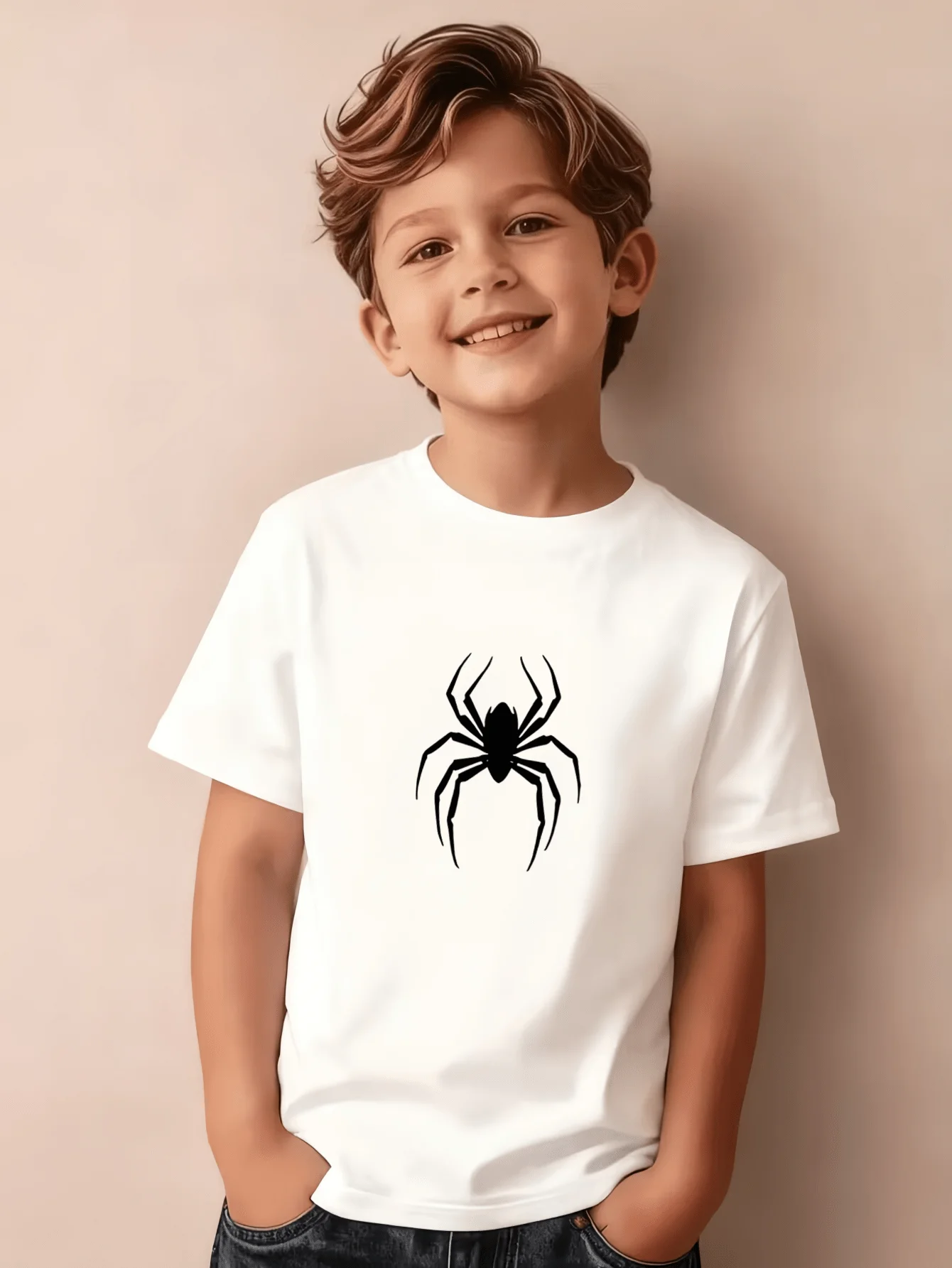 Family Black Spider Matching Cotton Tee Parent Boy Girl Soft Summer Crew Neck Short Sleeve Top for Horror Animal Fans Tops