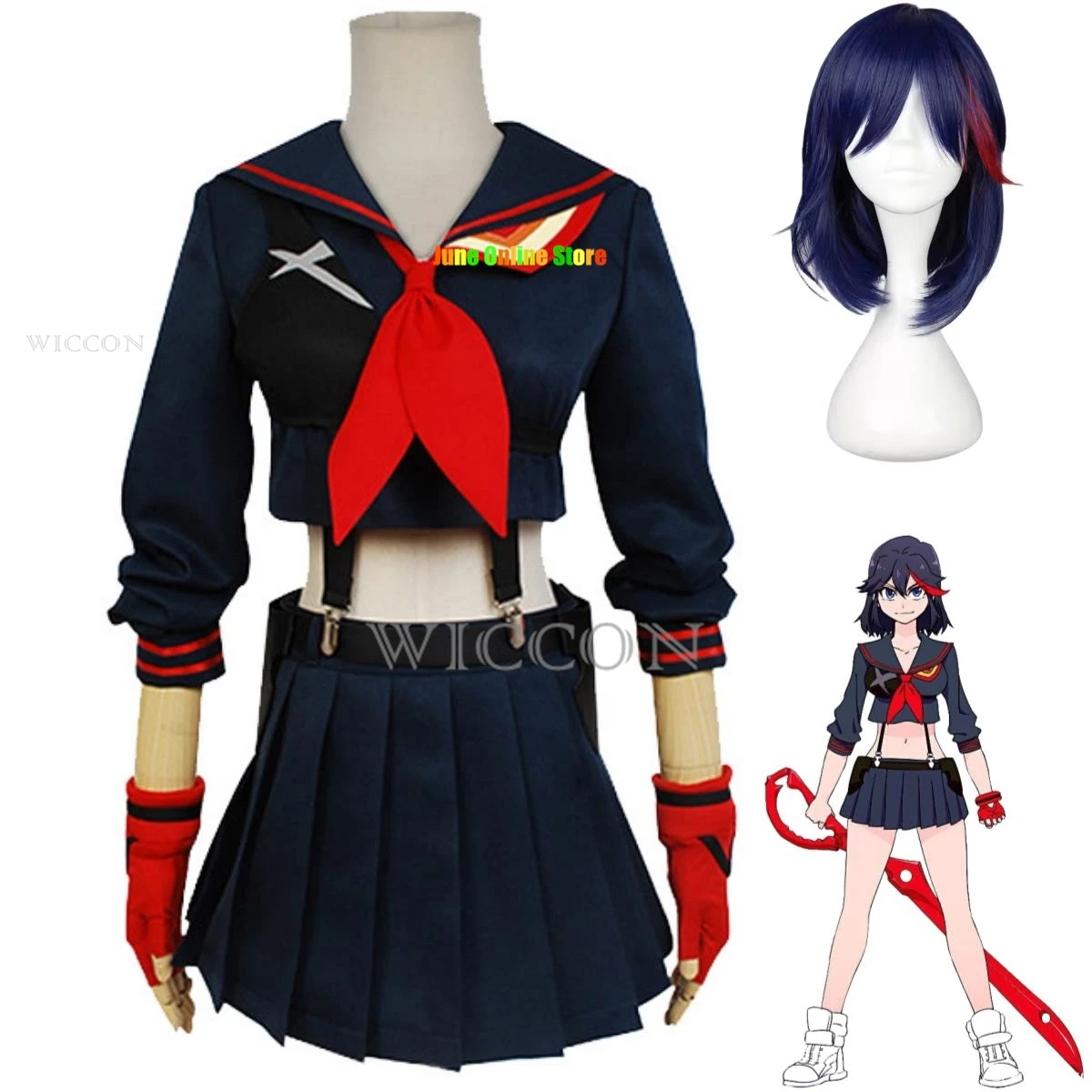 

Anime Kill La Kill Matoi Ryuuko Cosplay Costume Wig Japanese JK Uniform Short Shirt Woman Sexy Kawaii Carnival Sailor Suit