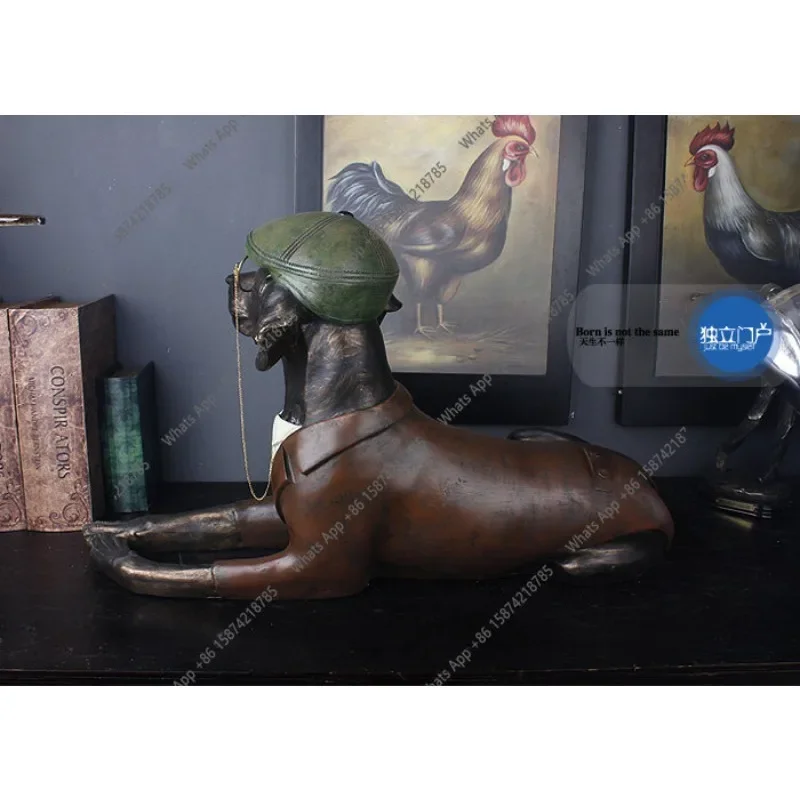 Wa American Country Personality Creative Anthropomorphic Dog Gentleman Animal Decoration Retro Living Room Ornament