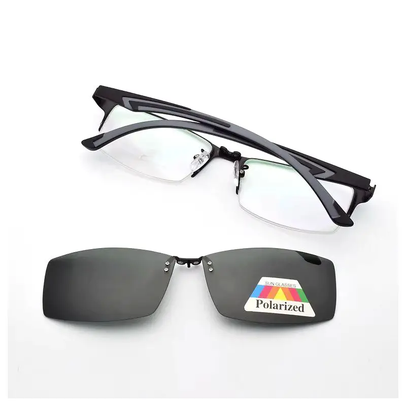 Spectacle Frame Half Frame Male Myopia Prescription Lens With A Magnet Clip On Polarized Sunglasses Lens Sunglasses Soft legs