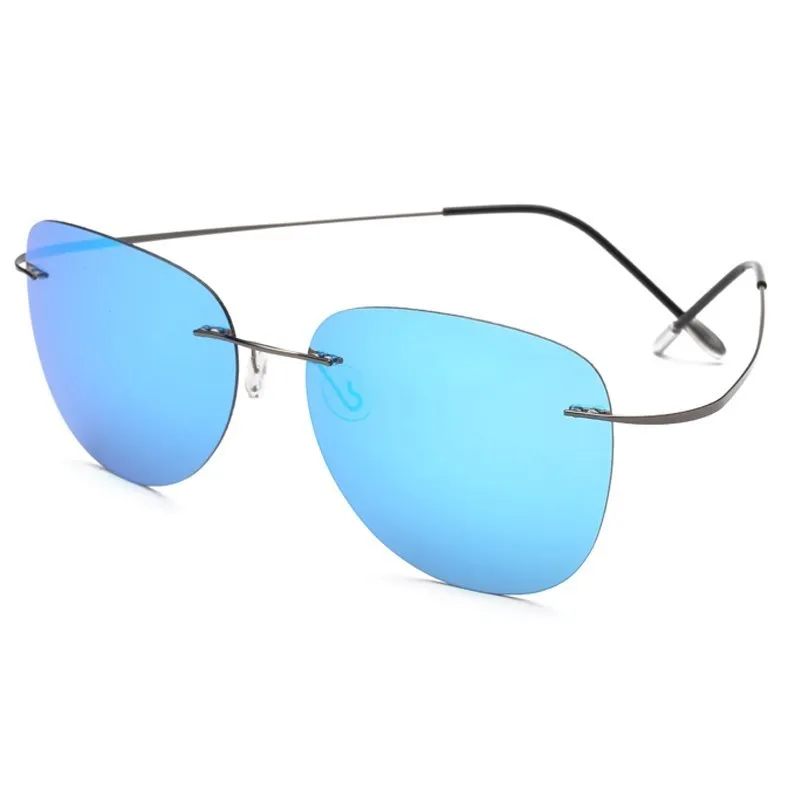 100% Titanium Polarization Sunglasses Super Light Brand Designer Polarization Sun Glasses Rimless Gafas Men Eyewear