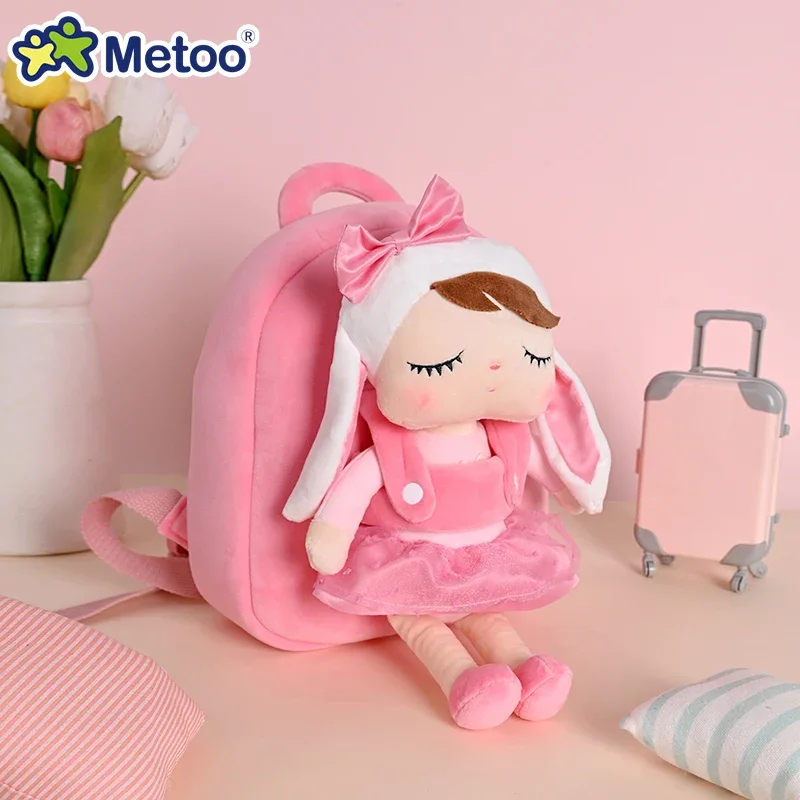 Original Metoo Backpack Angela Doll Toys Plush Bag Pink Bunny Doll  Angela Backpack Metoo For Kindergarten Girls Birthday Gifts