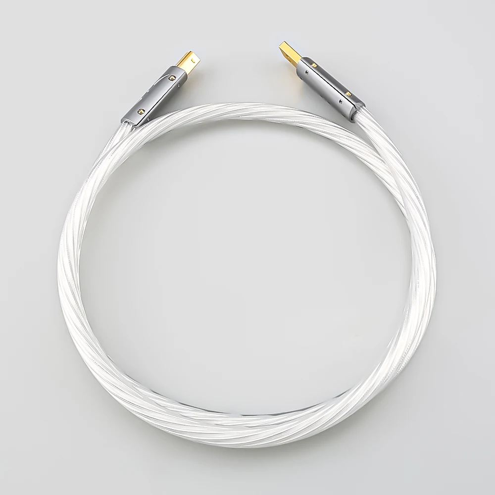 Hifi Top quality Silver Plated+ Viborg USB Cable High Quality Type A to Type B Hifi Data Cable For DAC