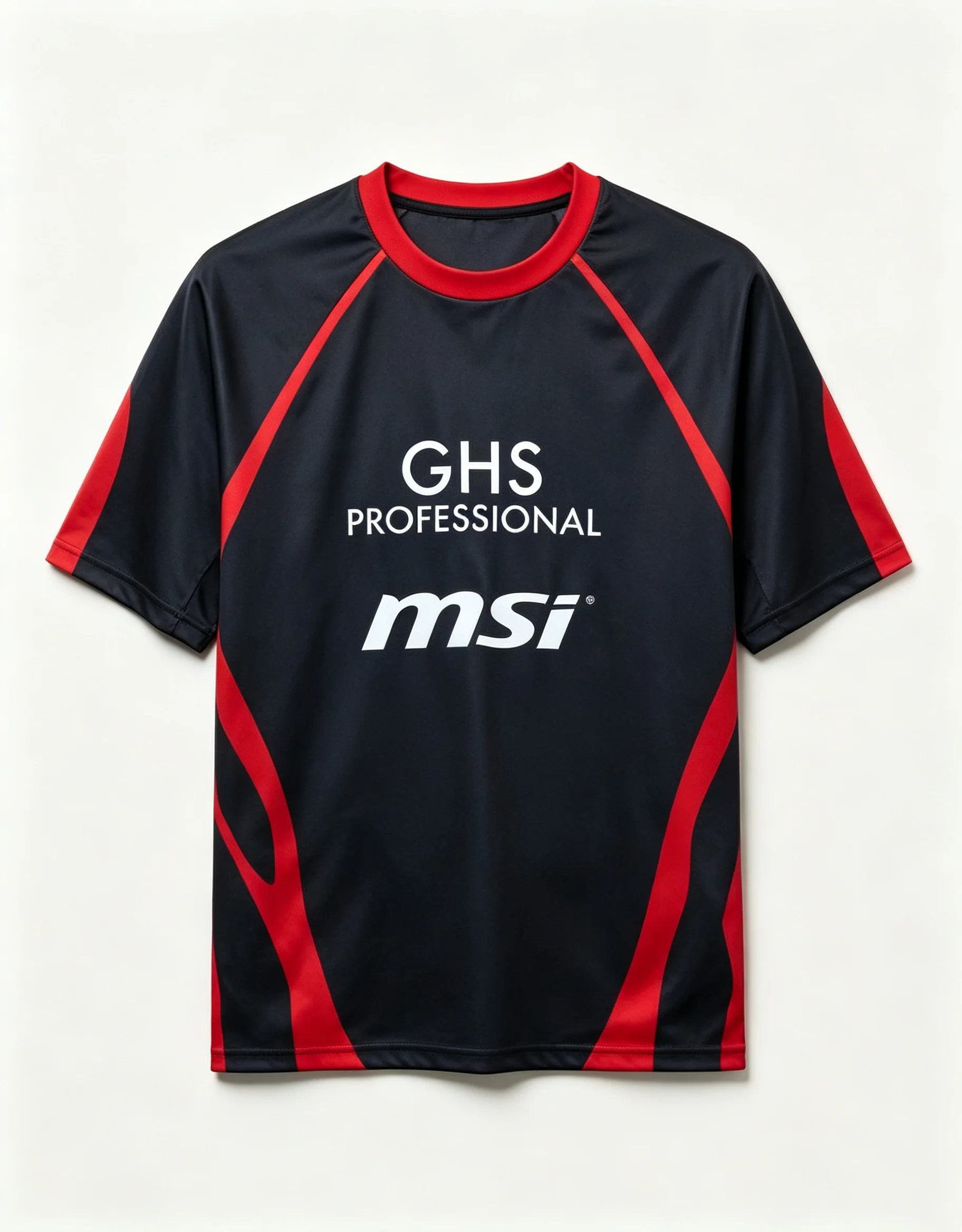 GHS Professional MSI Men Esports Jersey Black Red Splicing Short Sleeve Shirt Breathable Team Uniform Gaming Training Sport Top