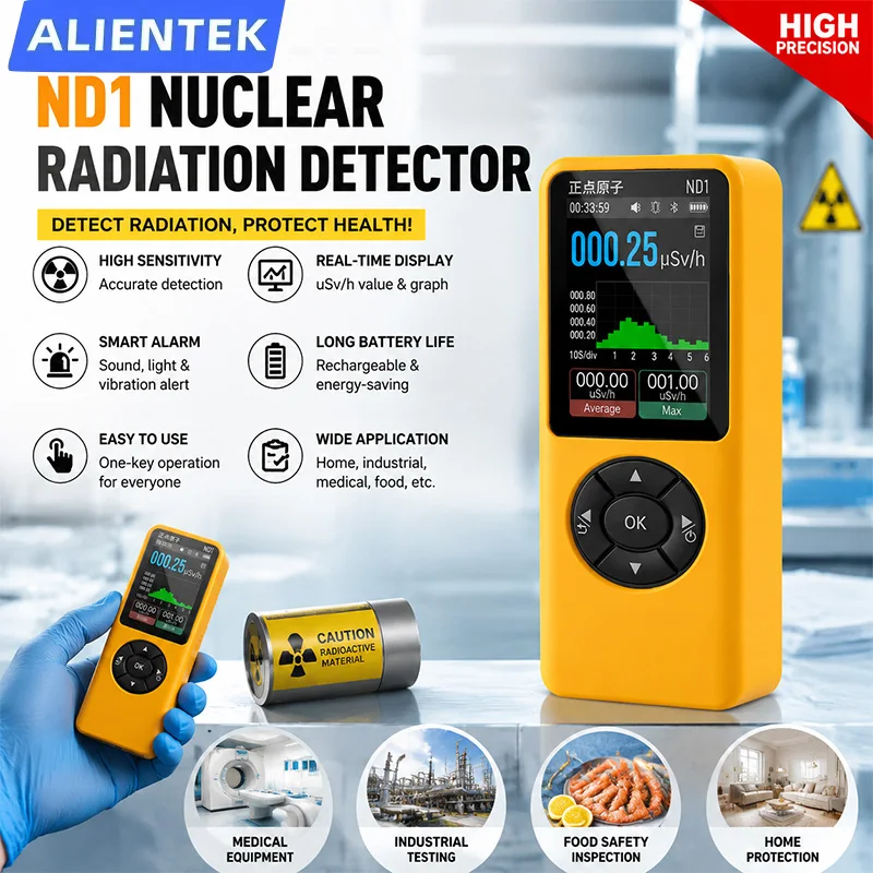 ALIENTEK ND1 Nuclear Radiation Detector J321 Geiger Counter Detect Beta Gamma X Ray Portable Radioactive Radiation Monitor