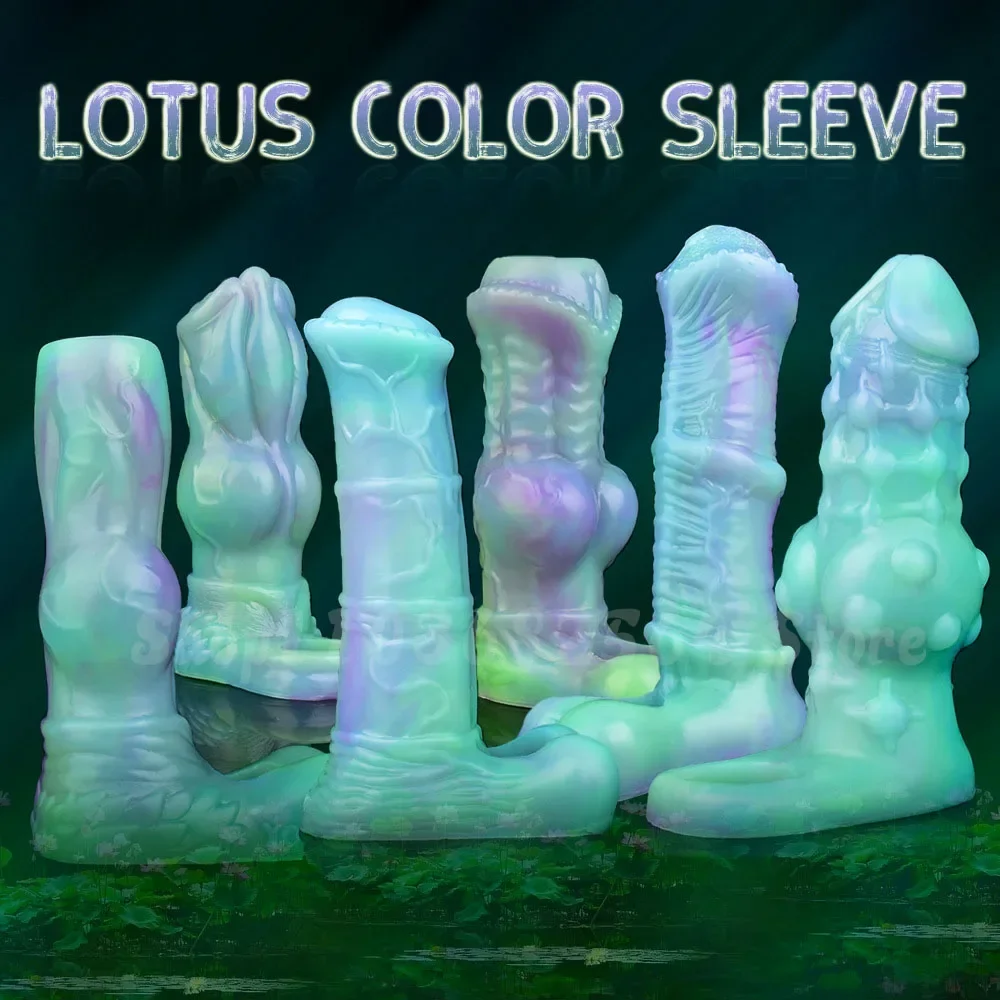 Luminous Silicone Hollow Penis Sleeve Reusable Cock Condom Realistic Dildo Extender Enlargement Ejaculation Sex Toys For Men 18+