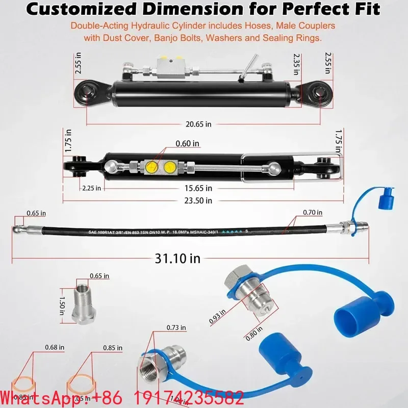 【Hot】SPH320033 Hydraulic Top Link. 1-1 with Locking Block 20 7/8” - 31 7/8” with 2 x Hose, Two-Way Check Valve Hydraulic Cyl