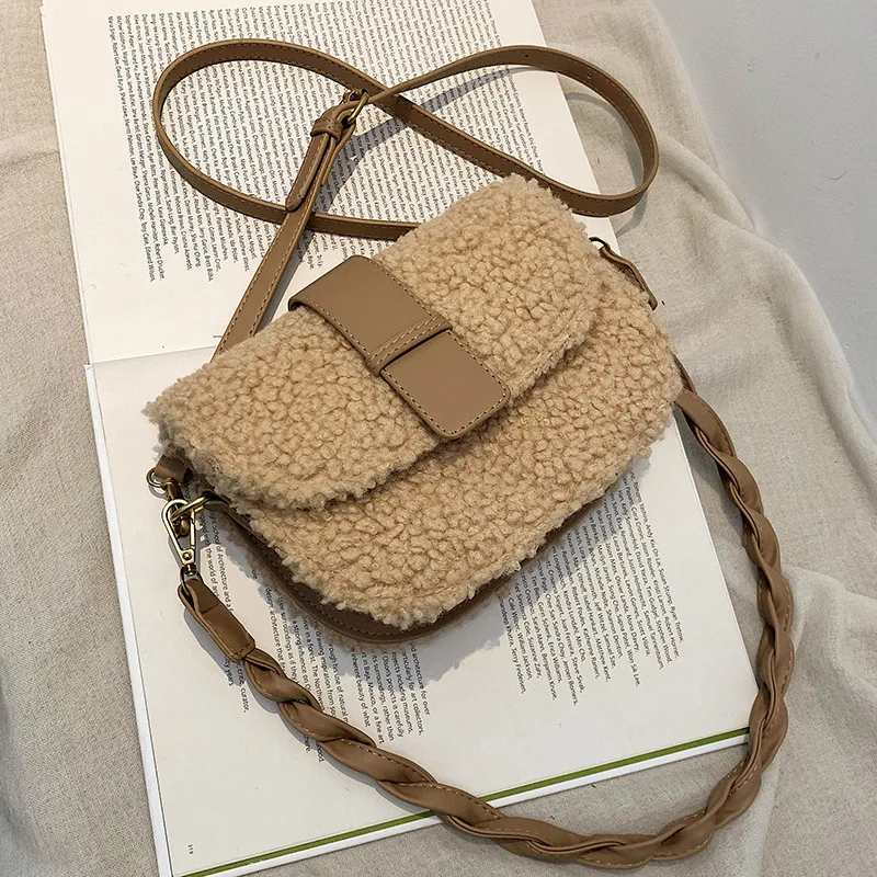 Jedna nowa pluszowa torba na ramię z jagnięciną popularny klasyczny styl dla kobiet wysokiej jakości Messenger wszechstronny luksusowy Crossbody wykwintny