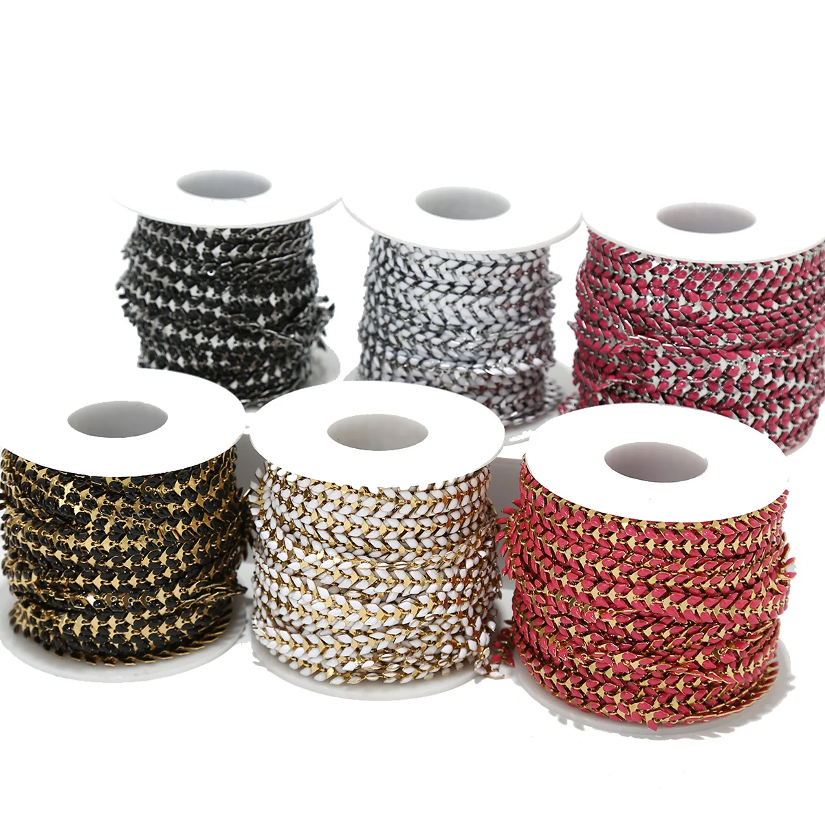 

3Meters Stainless Steel Enamel Fishbone Necklaces Chains Unique Flat Arrow Bracelets Findings DIY Boho Jewelry Accessories Bulk