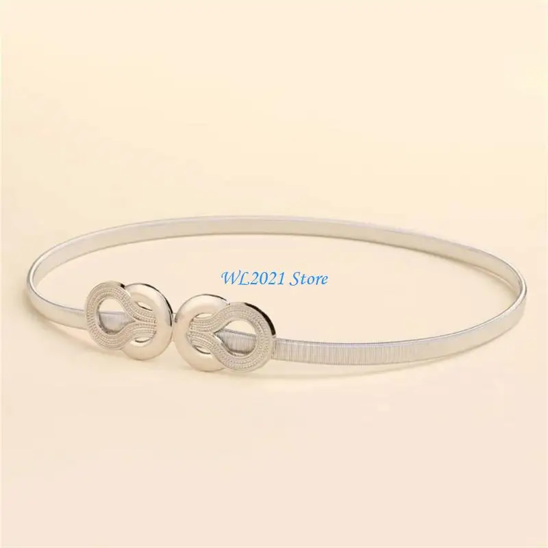 

G5GC Elegant Gold Silver Elastic Belt For Women Waist Cincher Chain Accessory