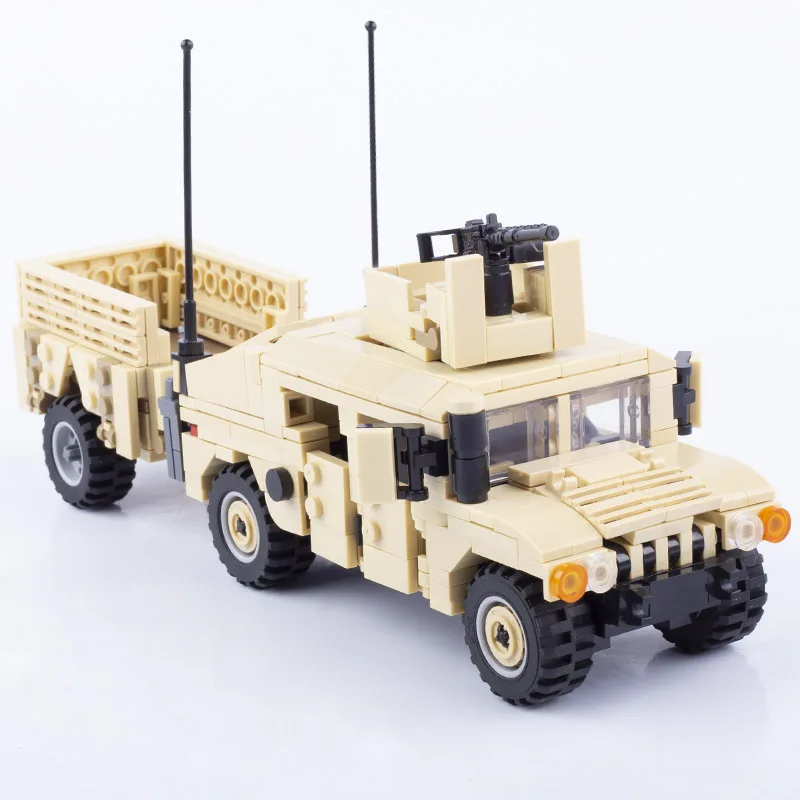 MOC-décennie s de construction de véhicules Jeep de l'armée américaine, figurines de soldats de voiture Hummer WW2, pièces d'armes, jouets modèles en brique, cadeaux pour enfants