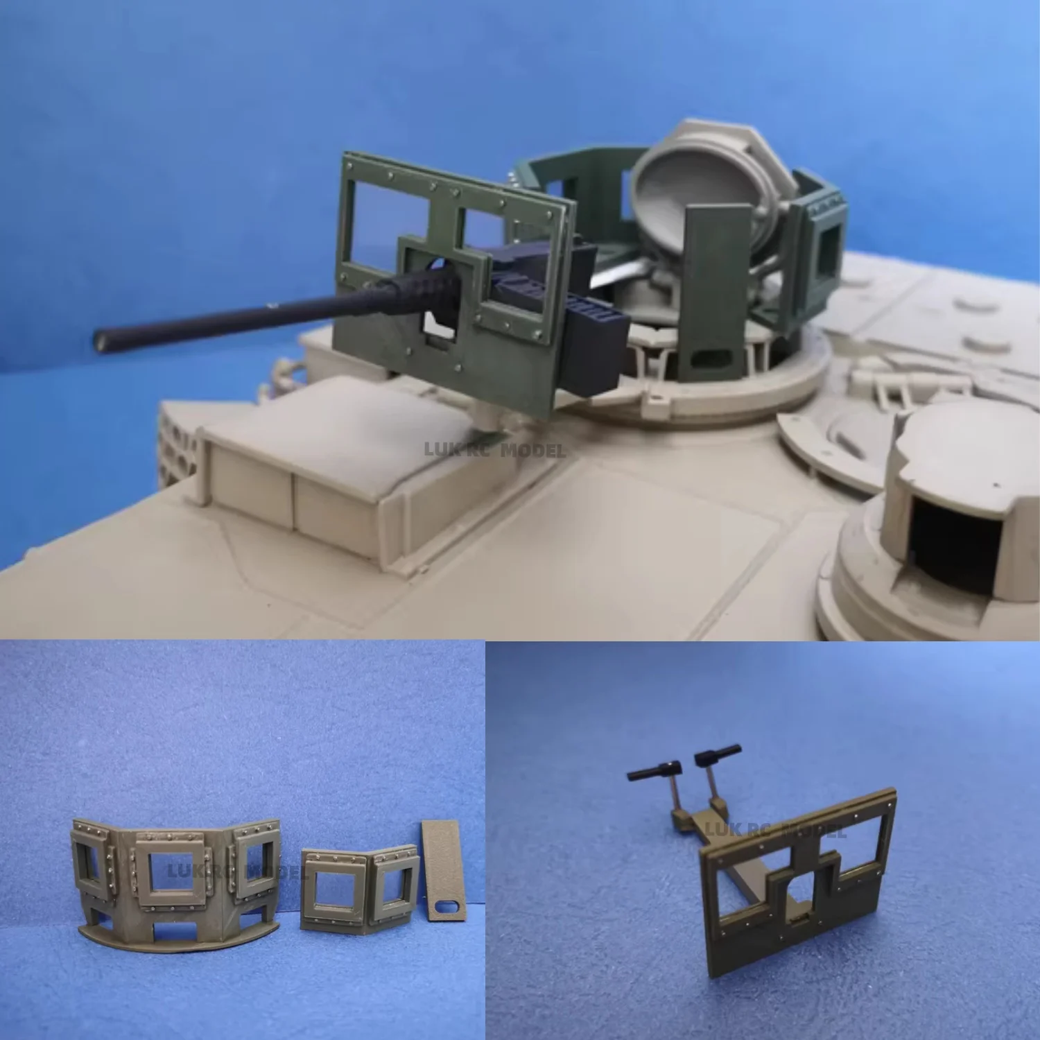 Green Commander Window Guard Machine Gun Mounts For US Army 1/16 M1A2 Tank Model Tank Accessories Accessories Modified DIY Parts
