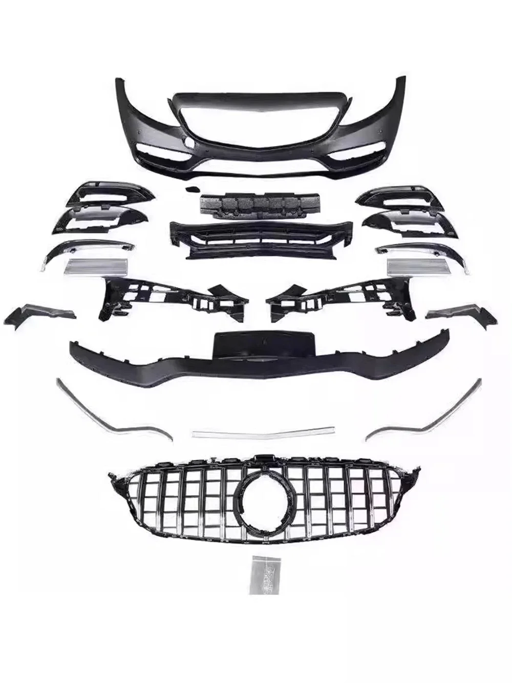 

Car front Bumper assembly Surround for Mercedes-Benz C180L C200L C260L modified C63 AMG GT Body kit grill fog lamp cover