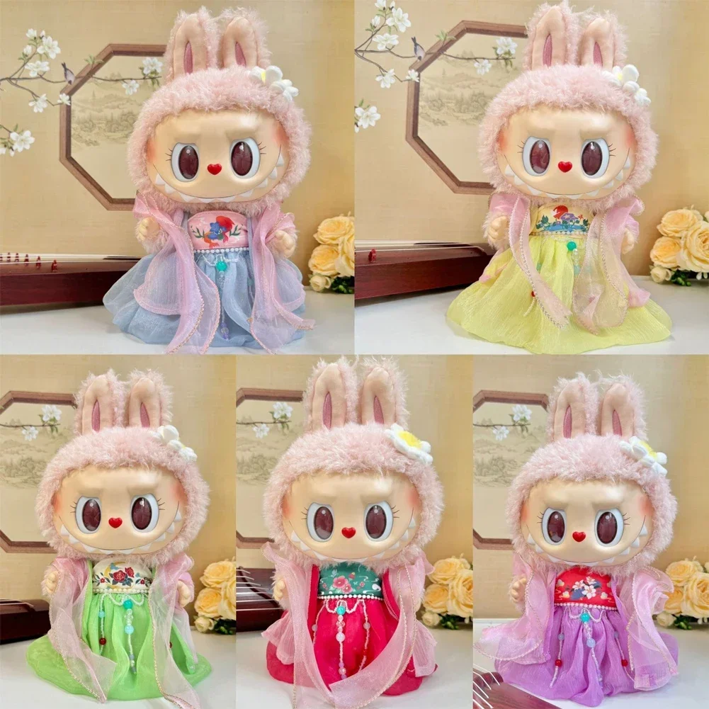 New Year for 38cm Labubu Mokoko Plush Idol Doll Cute Hanfu Chinese Style Coat Set Doll Accessories Ropa Labubu