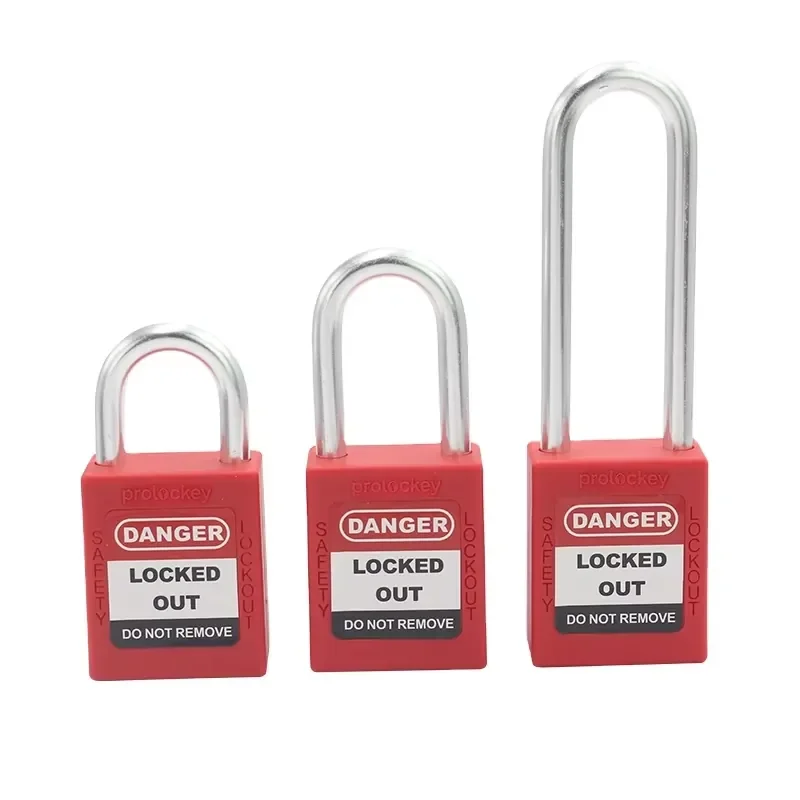 38MM 6mm Industrial Steel Nylon Shackle Safety Padlock Keyed Alike Durable Lockout Tagout Padlock 1 Year Warranty-LOCKEY P38A
