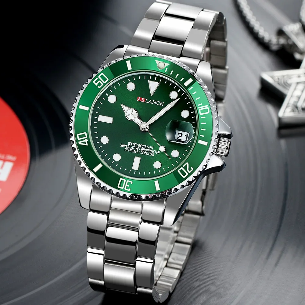 Orologio al quarzo submariner verde di lusso da uomo - Stile senza tempo incontra la funzione
