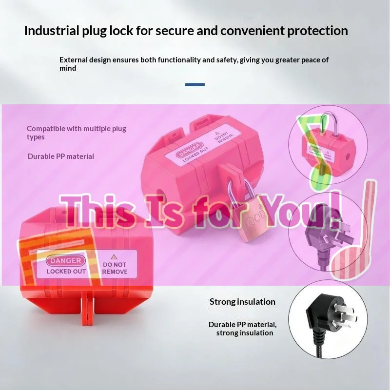 【HMA】Lock Plug Lock Box Electrical Plug Plastic Tag Out Plug Power Lock S/M/L Engineering Industrial Plug Lock Lockout Box