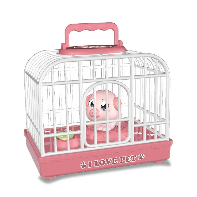 

Cartoon Cute Small Animal Voice-activated With Lights Music Rabbit Cage Dog Cage Pig Cage Swinging Ears Body Kids Play House Toy