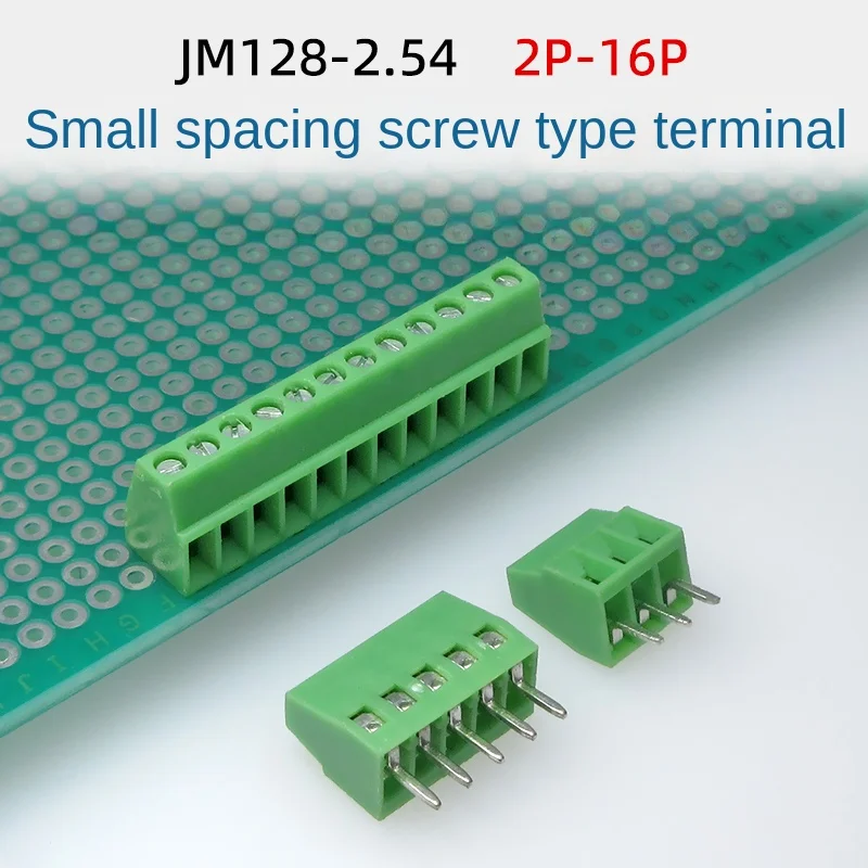 JM128-2.54mm small pitch screw type straight foot welding plate terminal block DG308/KF128 green connector