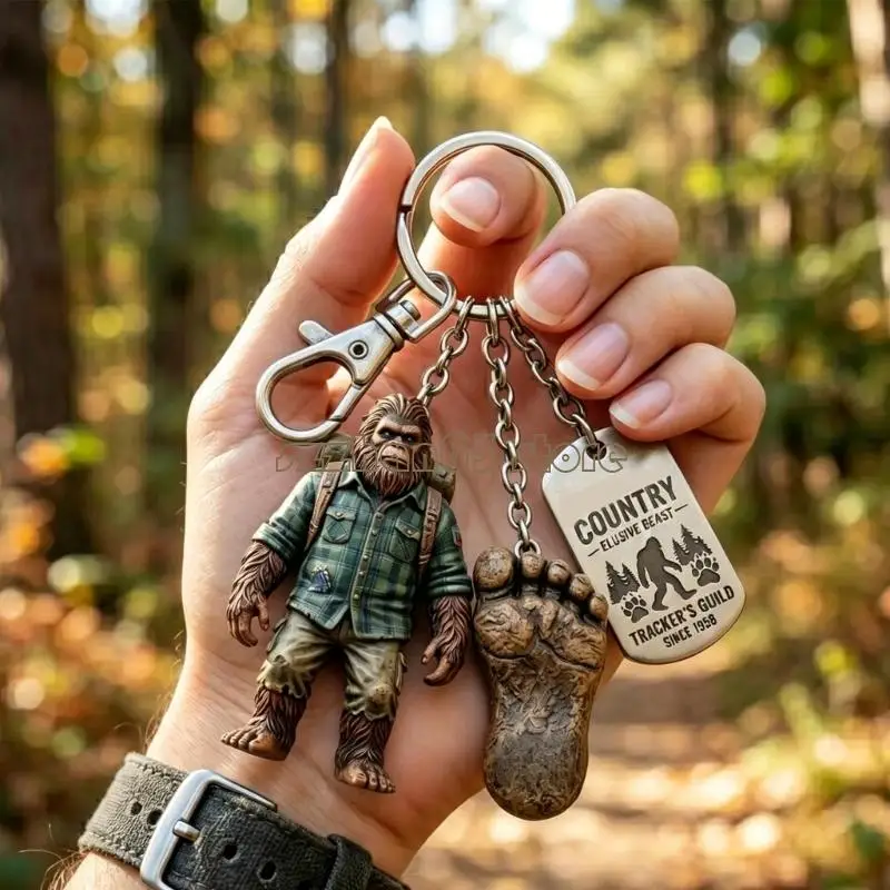 367C Explorers Inspired Sasquatches Keychain With 3D Resin Figure And Adventure Themed Charm Delicate Keyrings Adornment