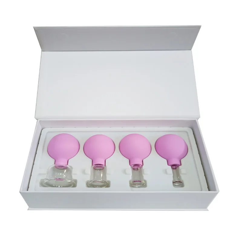 Massage Cupping Cup Set - 4pcs Vacuum Cupping Cups with Chinese Therapy for Anti Cellulite Treatment Body and Facial Massager