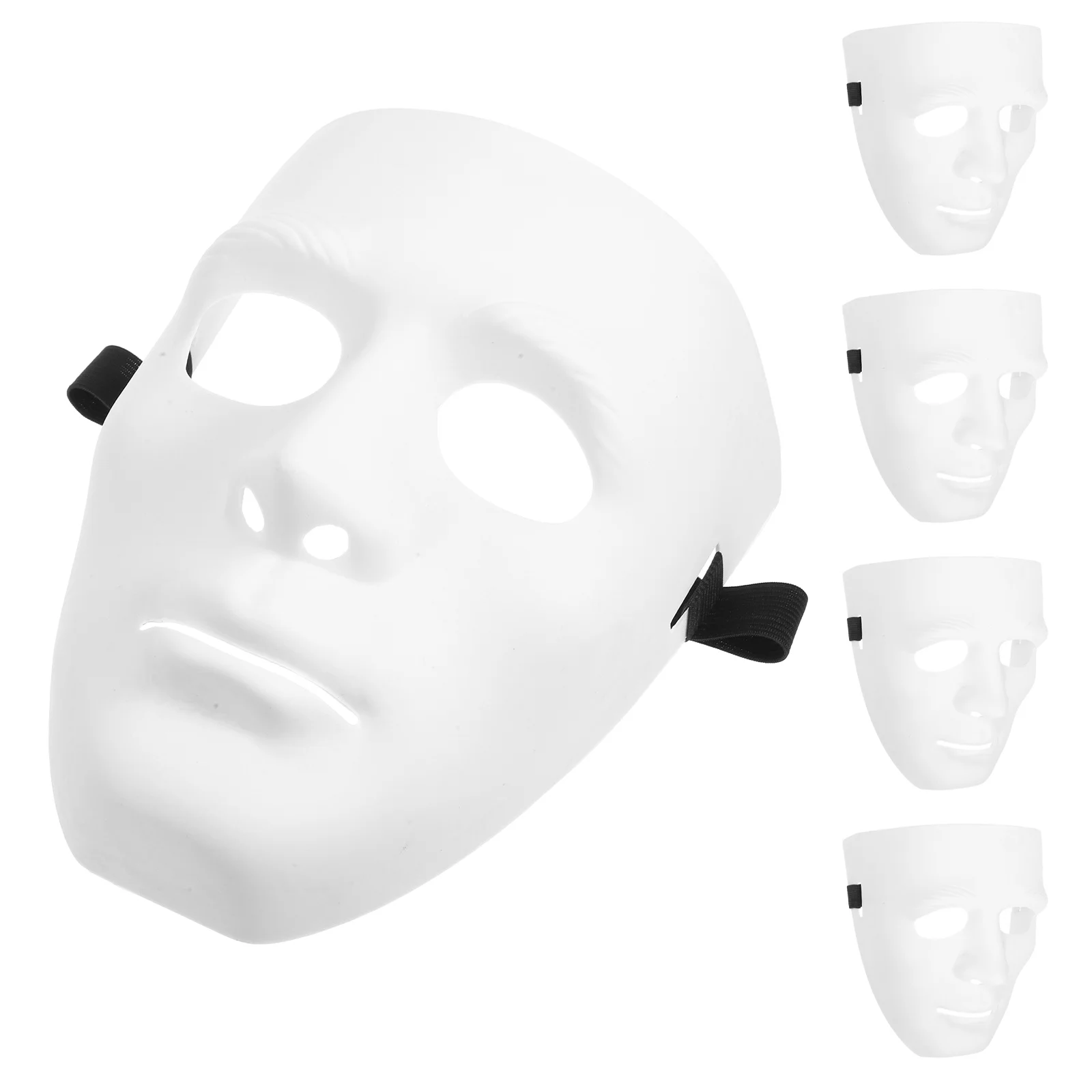 Masque de mascarade en plastique complet, 5 pièces, ruban noir, bande élastique réglable, masque de Costume de danse pour fête de carnaval d'halloween