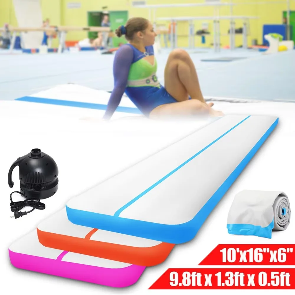 Inflatable Air Track Floor Pad Gymnastics Tumbling Yoga Mat Exercise Practice Training Tumbling W/Pump,Home Use,Outdoor,Indoor