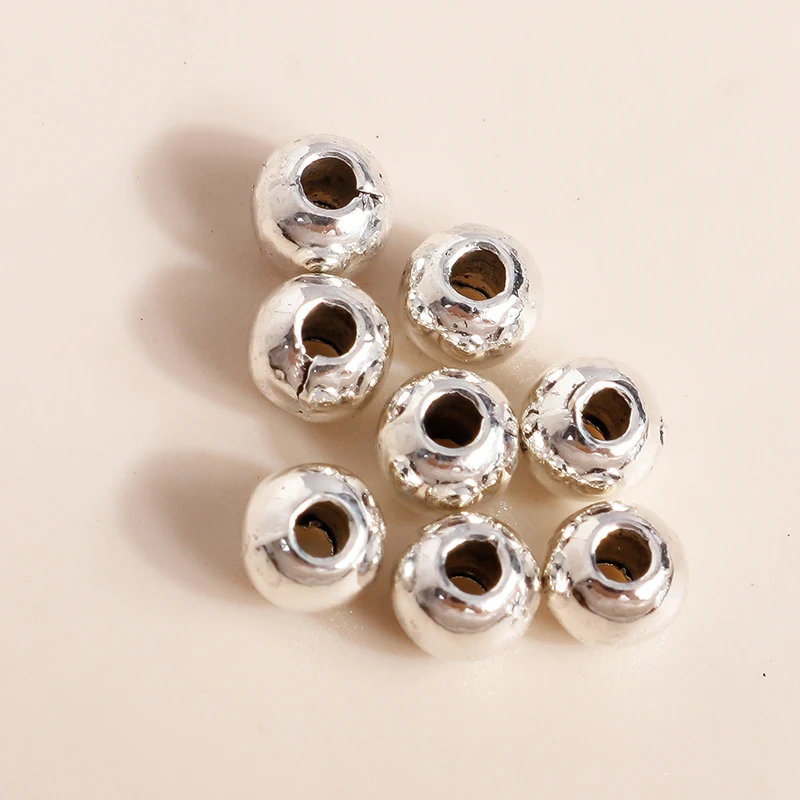 Leslie 100 Stück 4mm Legierungsanhänger Silberfarbene Metall-CCB-Rundperlen für Schmuckherstellung Zubehör DIY Großhandel – Detail 4