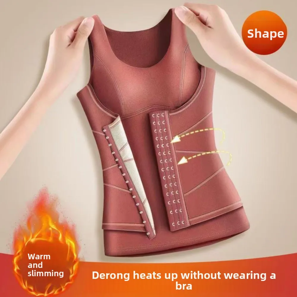 

Slimming Thermal Shapewear Camisole Shaping Waistband Sleeveless Postpartum Body Shaper Velvet Fleece with Padded Cups
