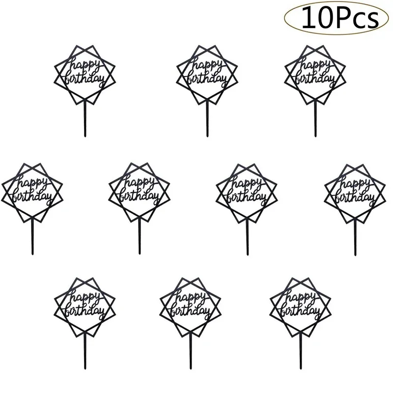 

10pcs/bag Happy Birthday Cake Topper Acrylic Letter Cake Toppers Party Supplies Happy Birthday Cake Decoration Boy