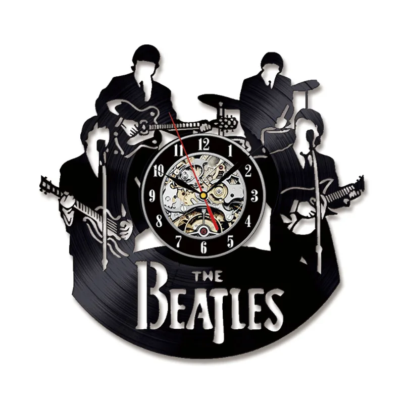 Beatles 3D Vinyl Record Clock Musical Instrument Shaped Creative Home Decor Wall Clock Retro Style view 3