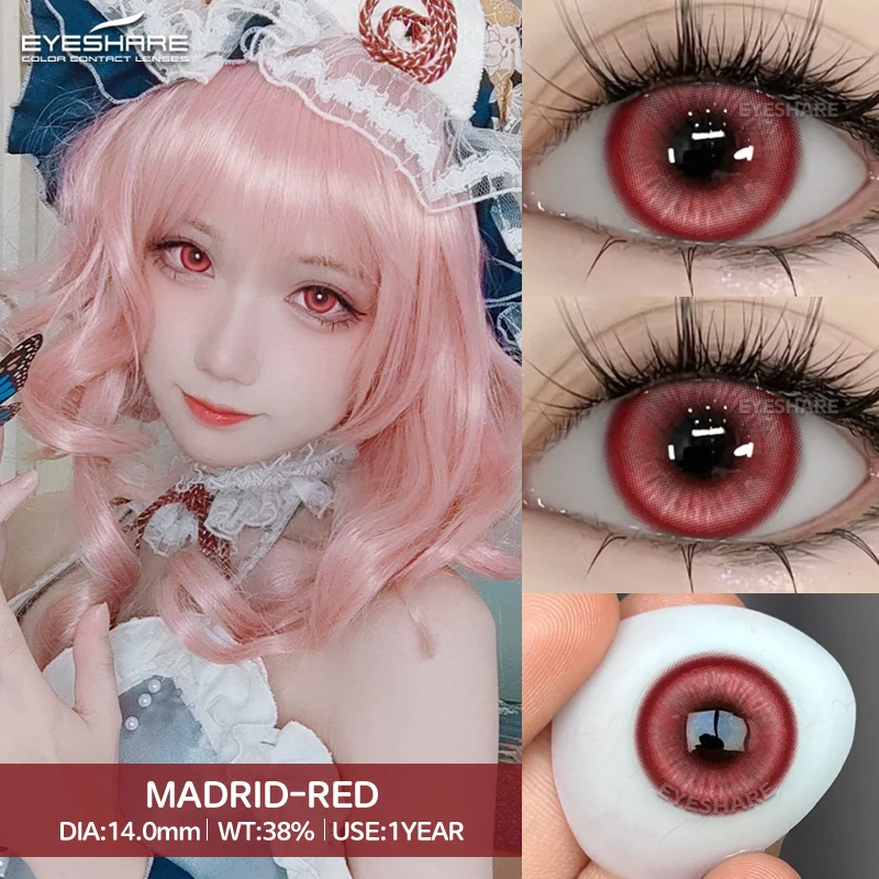 EYESHARE 1Pair Color Contact Lenses For Eyes Anime Cosplay Blue Red Colored Lenses Halloween Beautiful Pupil Yearly Eyes Contact