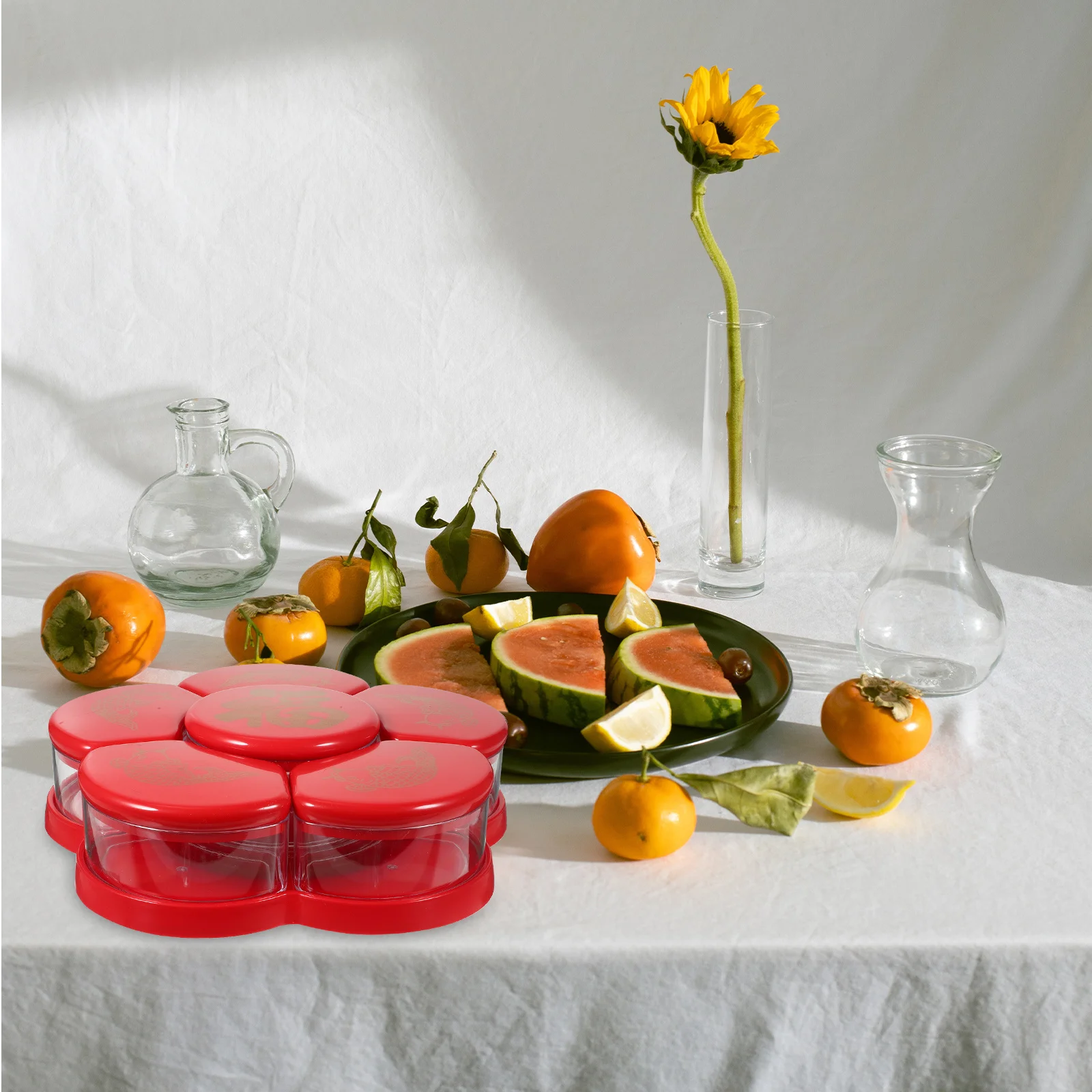 

1pc Partitioned Snack Storage Box Hard Plastic Fruit Bowl Multi Compartment Container For Candies Chocolate