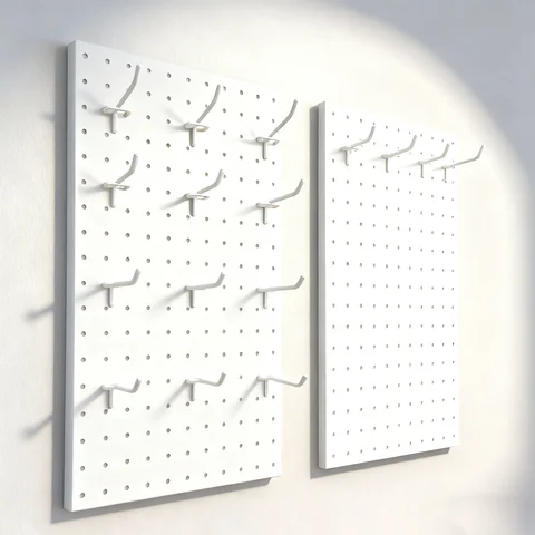 Metal Pegboard, 2 Panels + 24 Hooks, Wall-Mounted Storage Organizer for Garage, Kitchen, Bathroom, Workshop, Home Organization