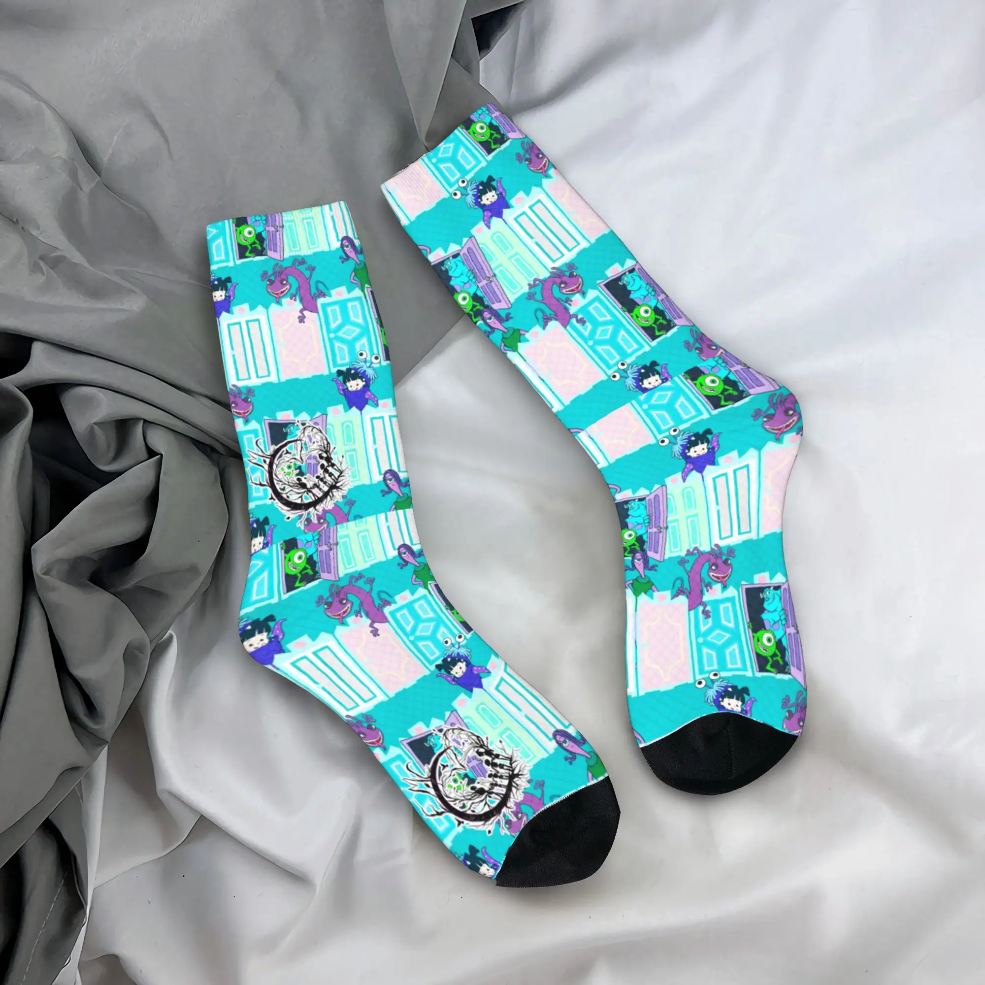 Monsters, Inc Mike Wazowski James Sullivan Socks Autumn Stockings Vintage Men's Soft Socks Graphic Outdoor Sports Non Skid Socks