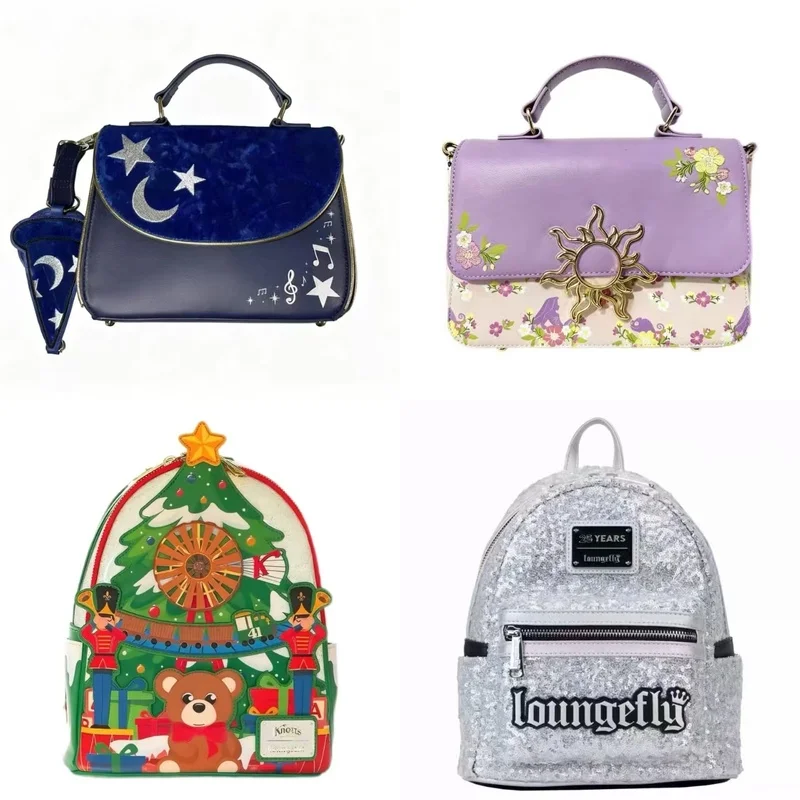 

Новое Рождество Loungefly Disney Knott'S Berry Farm, сумка через плечо Fantasy Sorcerer с Микки Луной и звездами, серебряный рюкзак с пайетками
