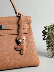 Handmade leather Bag charm Gingerbread Man Leather Pendant Handmade Christmas Gift Keychain Leather Pendant Birthday gift