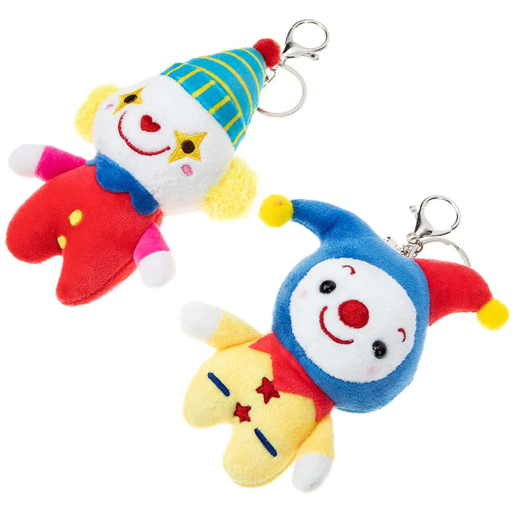 2 Pcs Cute Circus Pendant Travel Toy Animals Plush Key Chain Accessory for Women