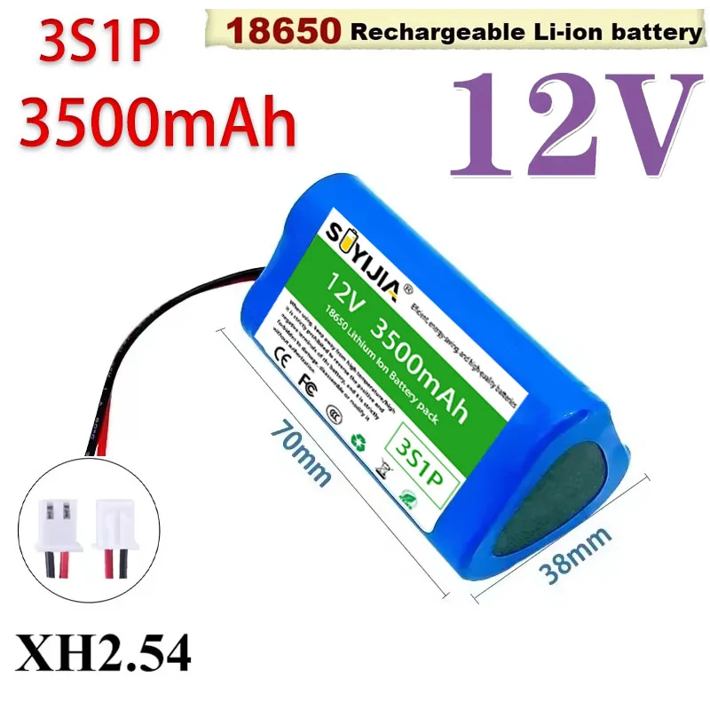 18650 3S1P 3500mAh 12V Lithium-ion Rechargeable Battery Speaker Flashlight CCTV Camera GPS Search Equipment