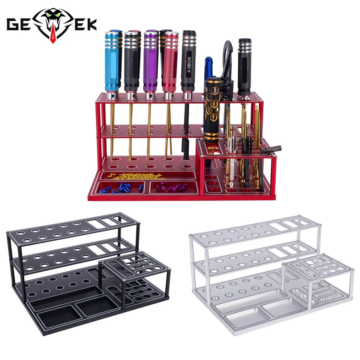 Aluminum 29 Holes Screwdriver Organizers Tool Storage Stand Scre Tray (Unassembled) for Hex Cross Screw Driver RC Tools DIY