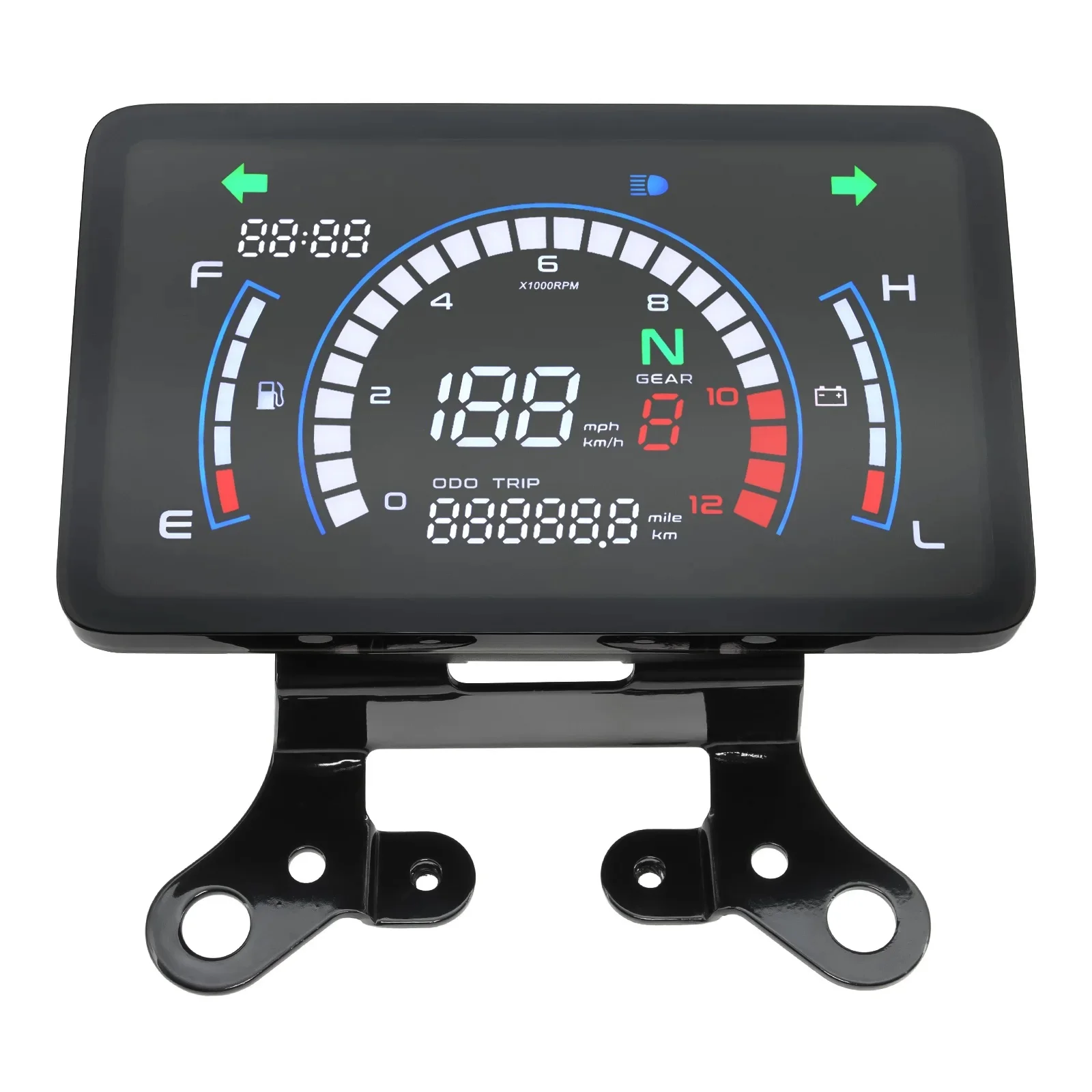 

Digital Motorcycle Speedometer Motobike Dashboard With Bracket Tachometer Voltage Mileage Universal Indicator