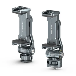 Metal Phone Clip Mount for Camera Aluminum Hot Shoe Phone Holder with Cold Shoe 360°Adjustable Phone Holder for iPhone Android