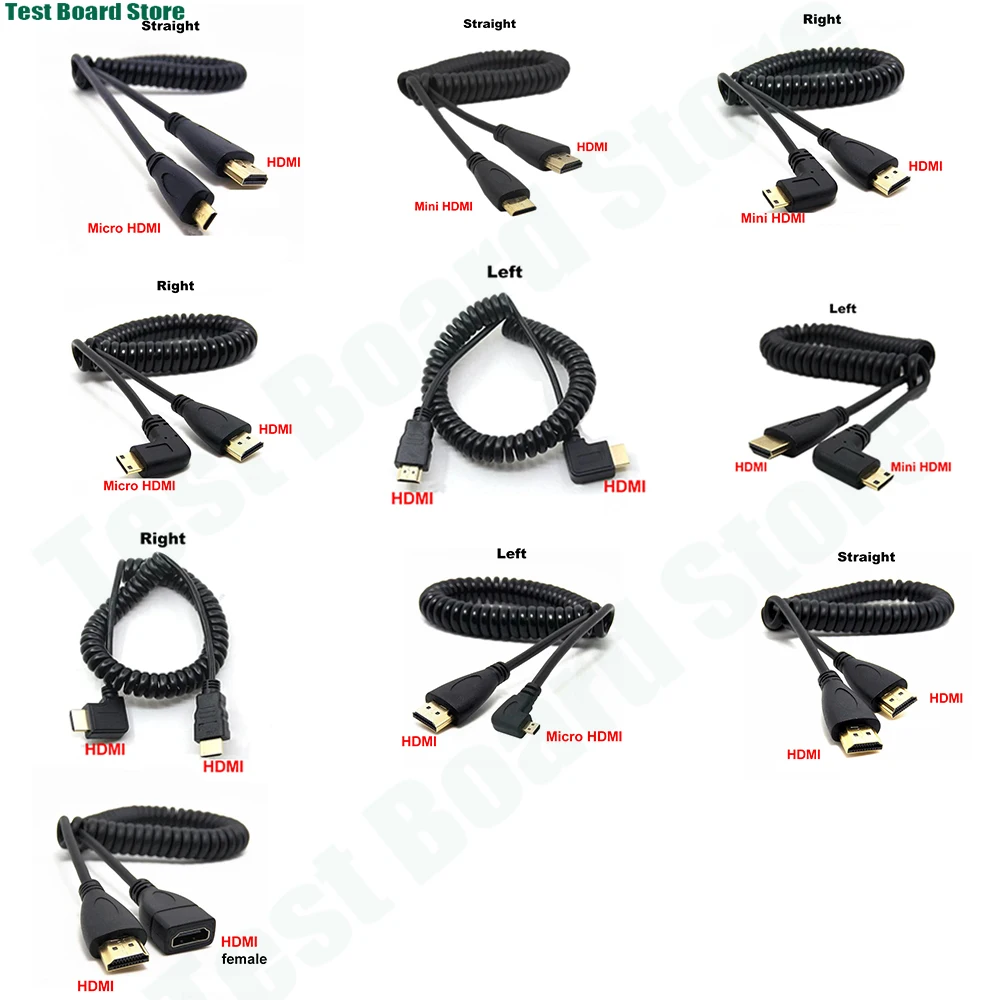 

1Pce 4K HDMI HD Spiral Stretch Spring Flexible Cable Micro Public to Public HD Cable for PC PS4 Projector, Digital Camera