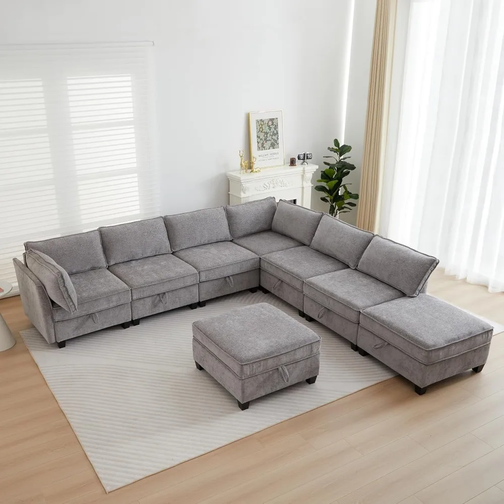 

Oversize Corner Modular Sectional Sofa,Convertible L Shaped Couch with Storage,8 Seater Sofa with Ottomans and Reversible Chaise