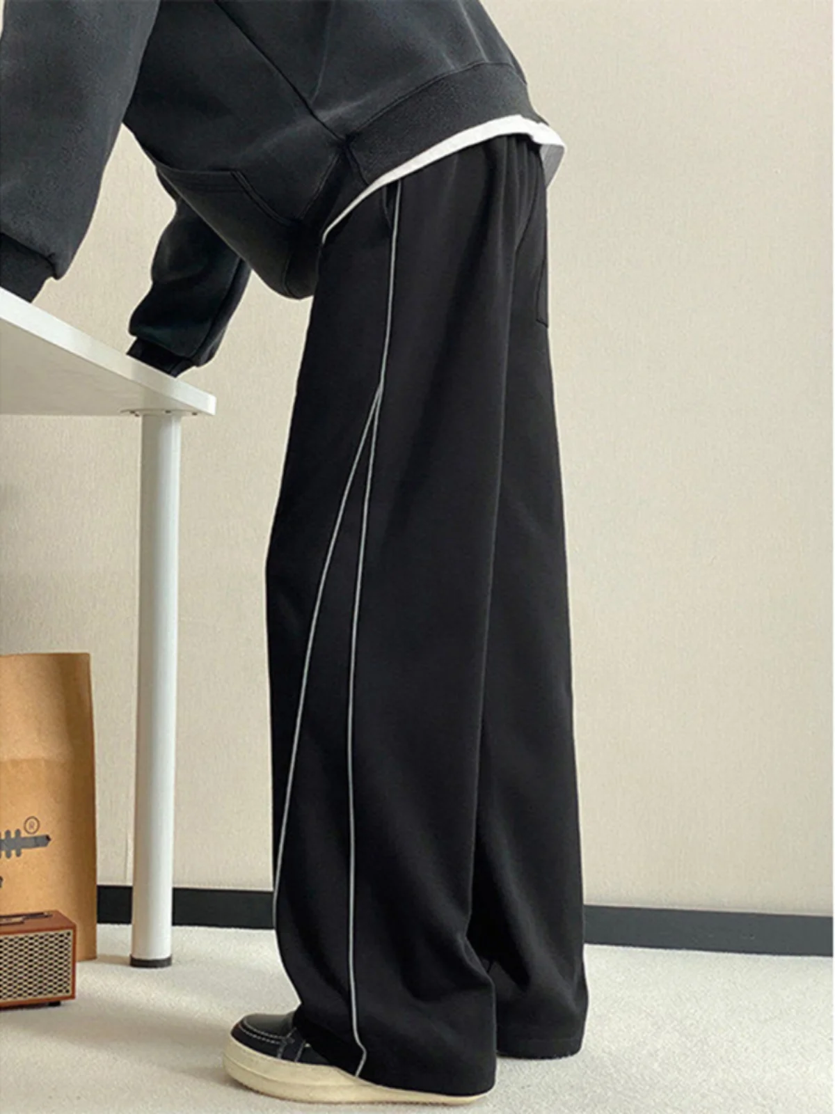 

Мужские спортивные брюки свободного кроя с широкими штанинами в американском стиле, осенне-зимние, повседневные, для комфортного отдыха