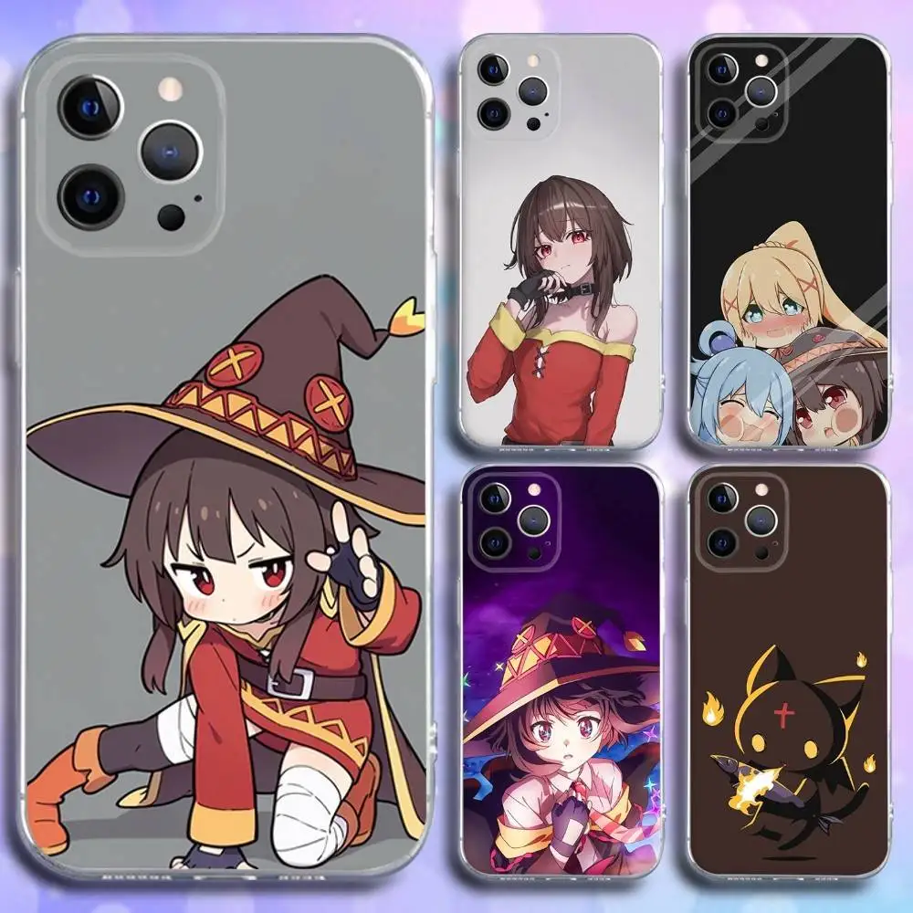 

Megumin Anime K-KonoSubaS Phone Case For iPhone 16e,16,15,14,13,12,11 Plus,Pro,Max,XR,XS,X,Plus,SE,Mini Transparent Soft Cover