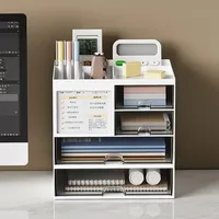 Desktop Storage Box Transparent Storage Box Capacity Transparent Desktop Organizer Drawer Box with Pen Holder Ideal Makeup