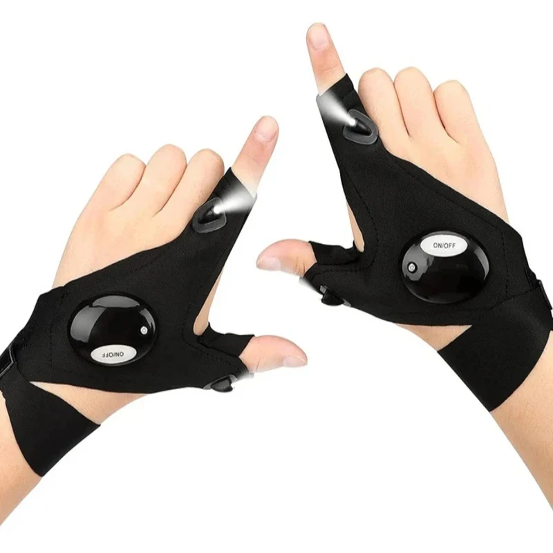 1/2/3Pair Fingerless LED Glove Flashlight Waterproof Gloves Torch Outdoor Gear Night Light Fishing Camping Hiking Survival Light