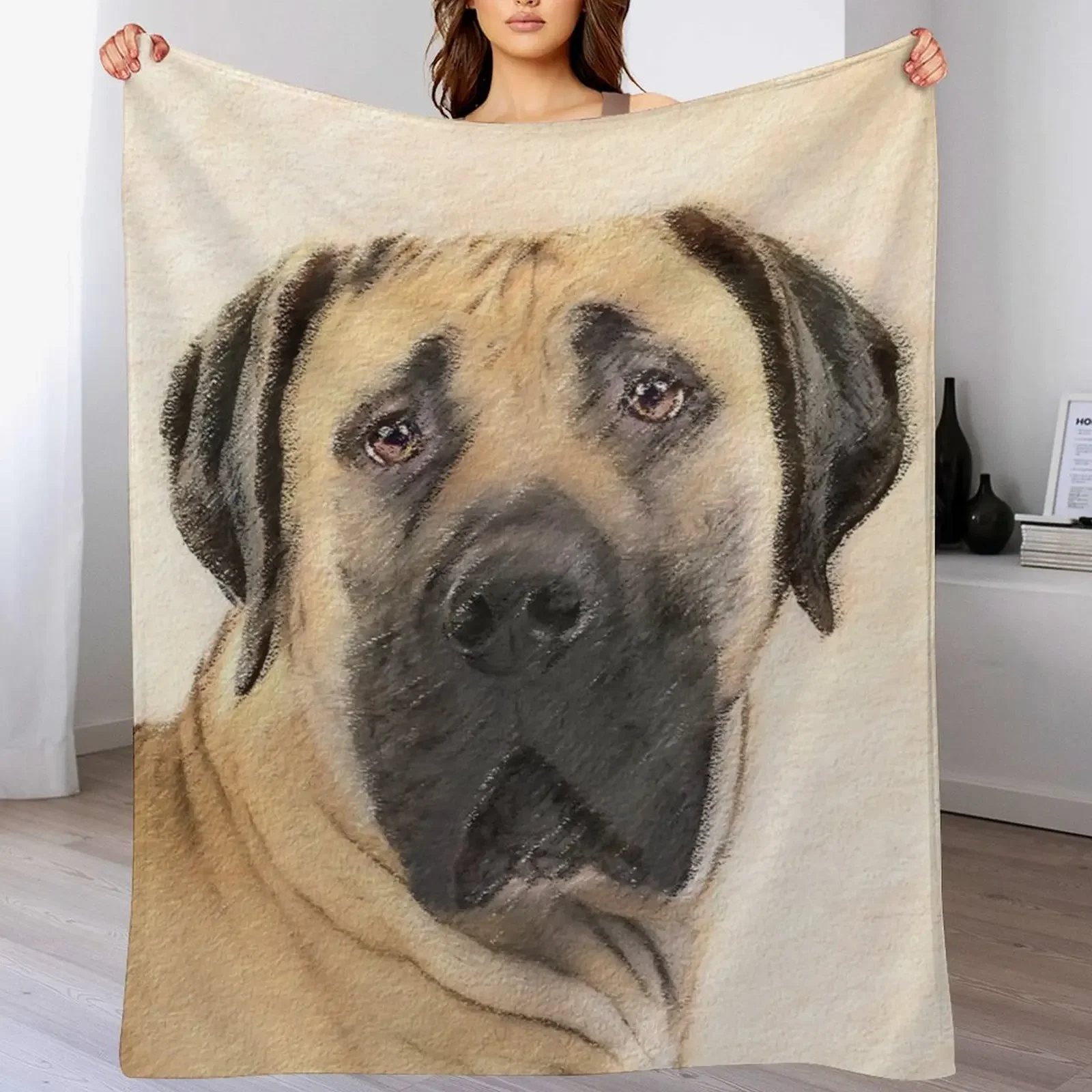 Nueva pintura de Boerboel: linda manta con diseño de perro original, manta suave y cálida, regalo para hombres, mujeres y adultos